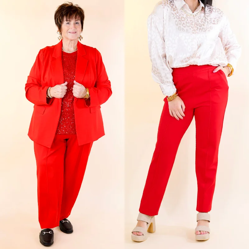 Elegant Ensemble Trouser Pants in Scarlet Red Luxury Comfort