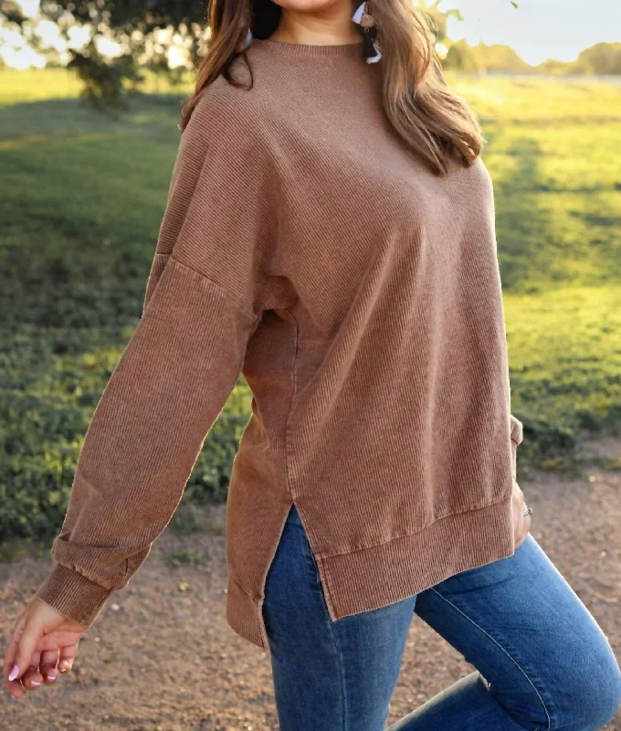 Alexis Corded Pullover Chocolate In Brown Coastal Beach - Inspired Style