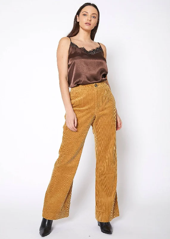 Women's Corduroy Wide Leg High Waist Pants in Dijon Fashion For Every Occasion