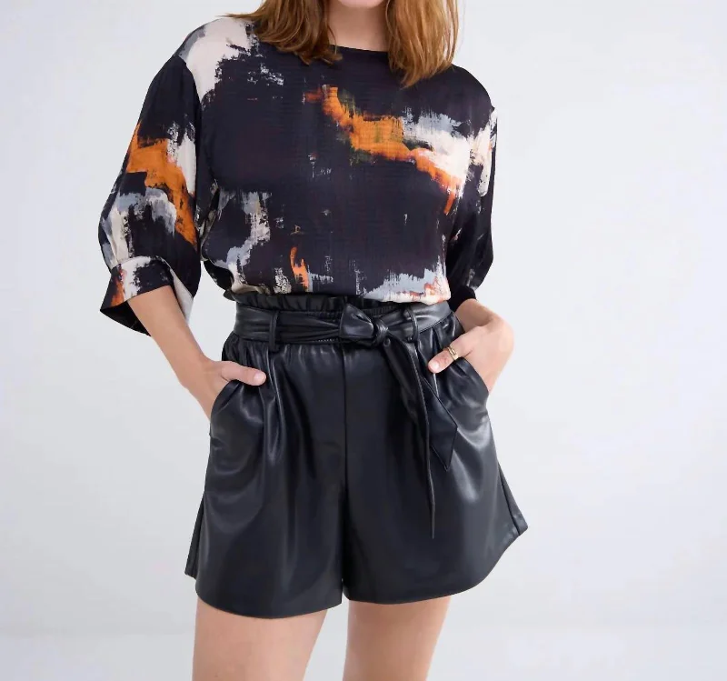 Painted Print Top In Black Clearance Event