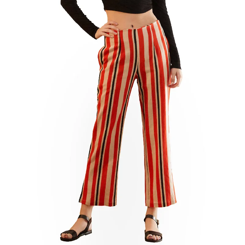 Women's Hi-waisted Cropped Pants in Poppy Multi Trendy Aesthetics