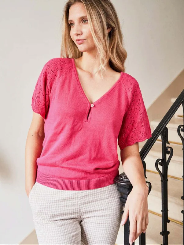 Dew Organic Cotton Knit Top | Strawberry Effortless Style