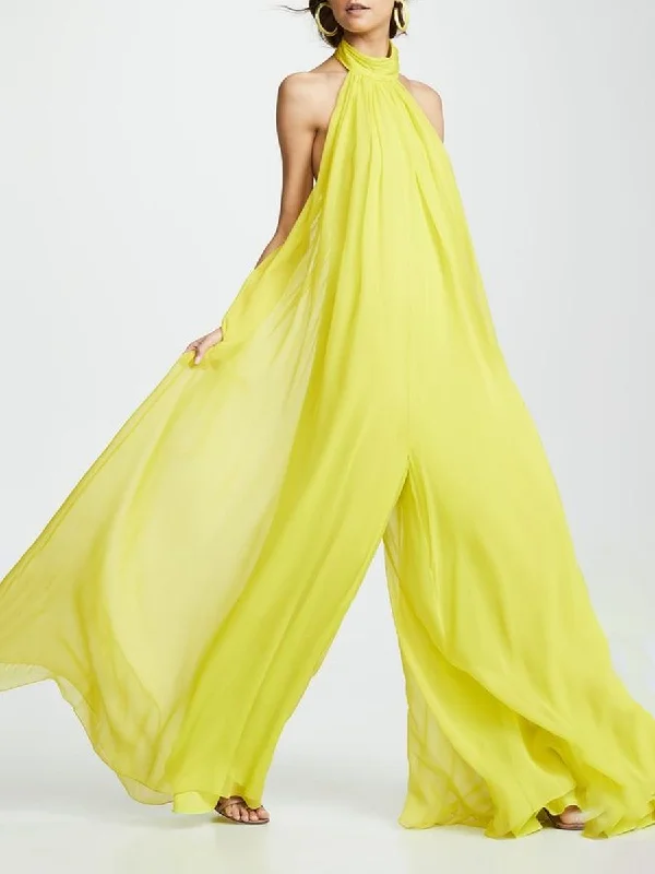 Women's Fashion Loose Halter Neck Jumpsuit Chic Trends Unveiled