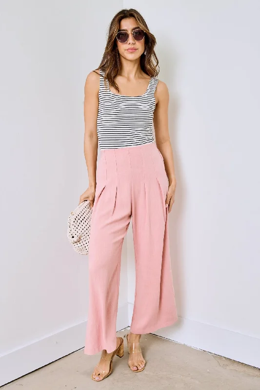 SALE - Naomi Pleated Cropped Linen Pants Chic Style