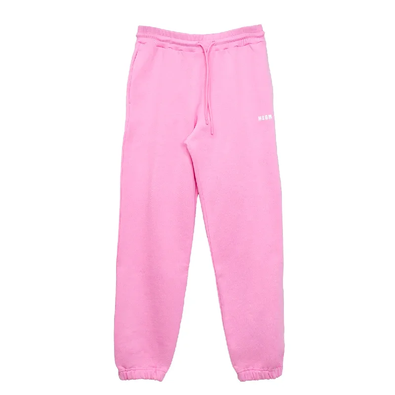 Women's Micrologo Print Fleece Pants Pink Save Big