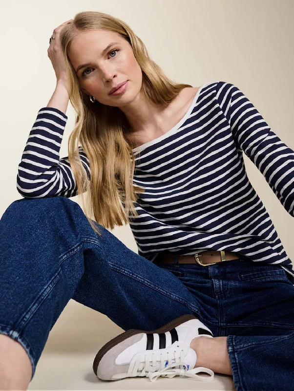 Norma Organic Cotton Top | Indigo & White Stay Ahead In Style