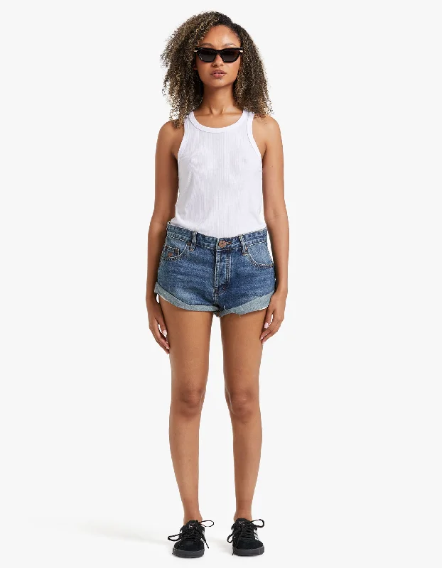 Bandit Low Waist Denim Short - Gritty Blue Trend Forward Women's Wear