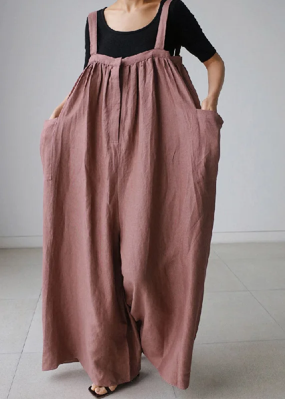 Bohemian Brown Slash Neck Pockets Jumpsuit Pants Summer Vibrant Femme Fashion