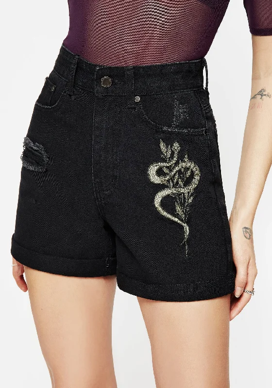 Nirah Embroidered Denim Shorts Feminine Soft - Hued Styles