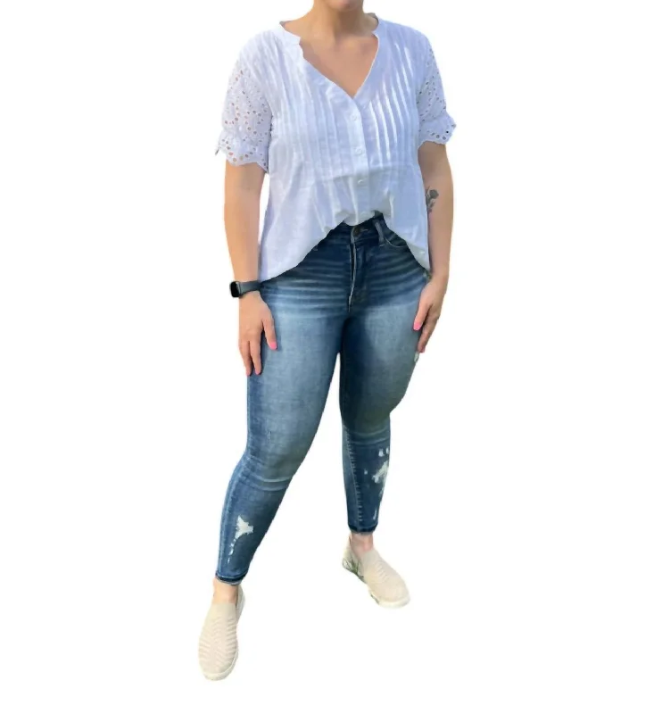 Button-Up Top In White High End Designer Brands Discount