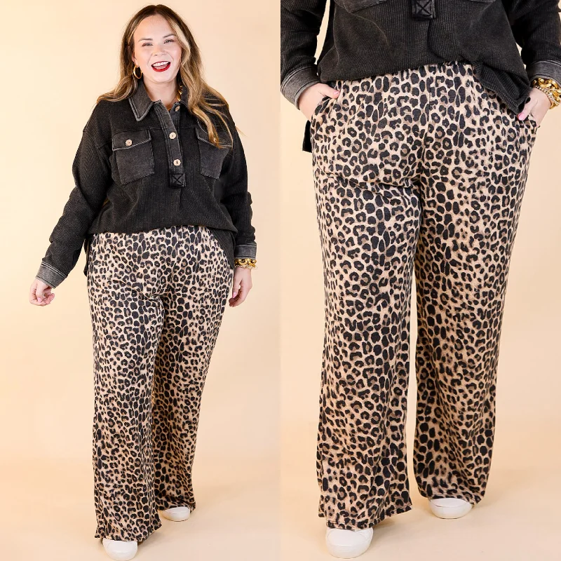 Let's Stay Home Wide Leg Lounge Pants with Pockets in Leopard Eclectic Style Wardrobe