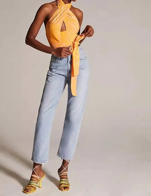 Halter Wrap Top In Citrus Season Sale