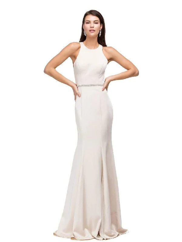 Dancing Queen Bridal - 9757 Sparking Jewel-accented High Scoop Jersey Mermaid Dress Trendy Women's Wear