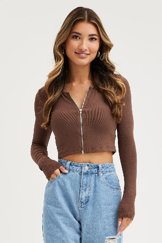 Brown Basic Top Ribbed Trend Alert