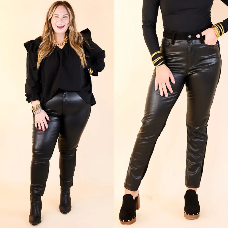 Judy Blue | The Best of Both High Waisted Faux Leather and Denim Skinny Jean in Black Weekend Exclusive