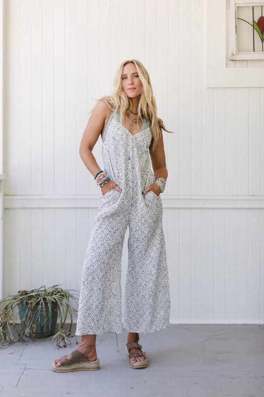 Annabelle Printed Jumpsuit - White Ends Soon