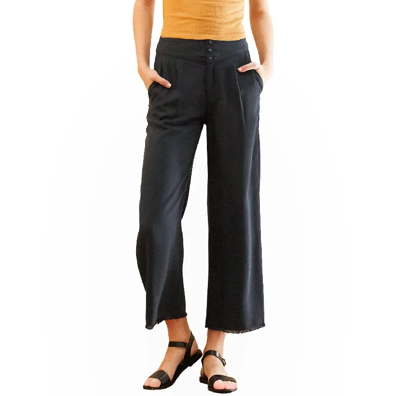 Women's Fringe Hem Cropped Pants in Navy Evening Looks