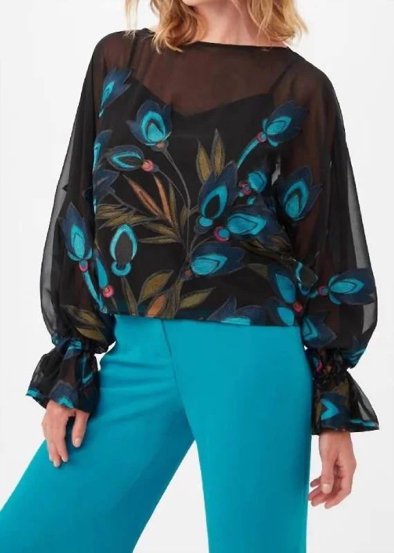 Soho Top In Turquoise/black Fashion Forward