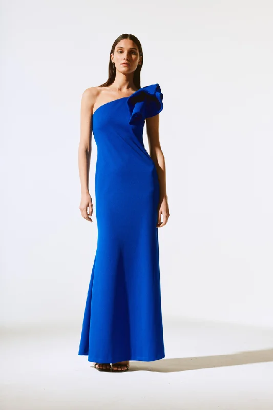 Scuba Crepe One-Shoulder Gown All Season Basics Discount