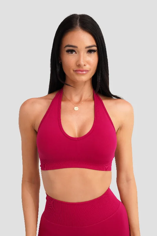 RECOIL HALTER CROP - CRANBERRY Great Prices On Feminine Styles