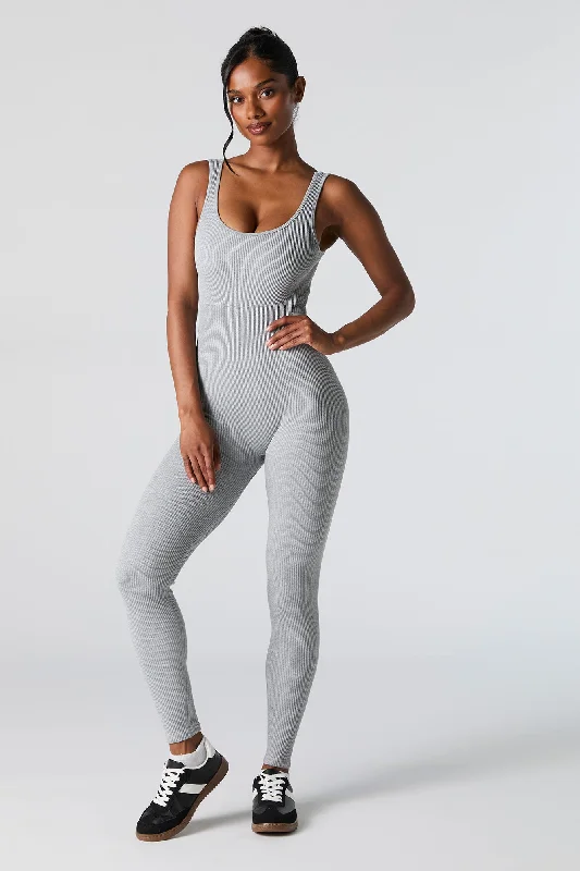 Active Seamless Ribbed Sleeveless Jumpsuit Casual Chic