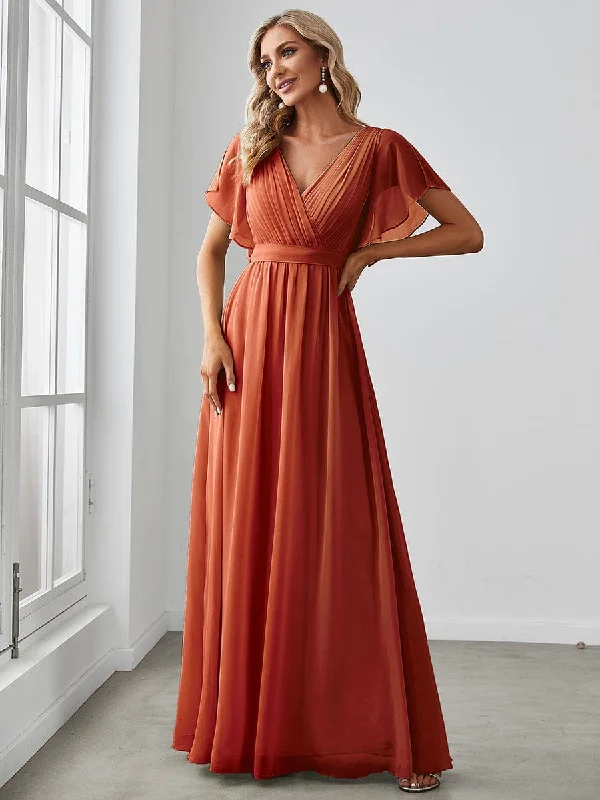 A-Line Pleated Chiffon Tie-Waist Wedding Guest Dress Mid - Week Surprise