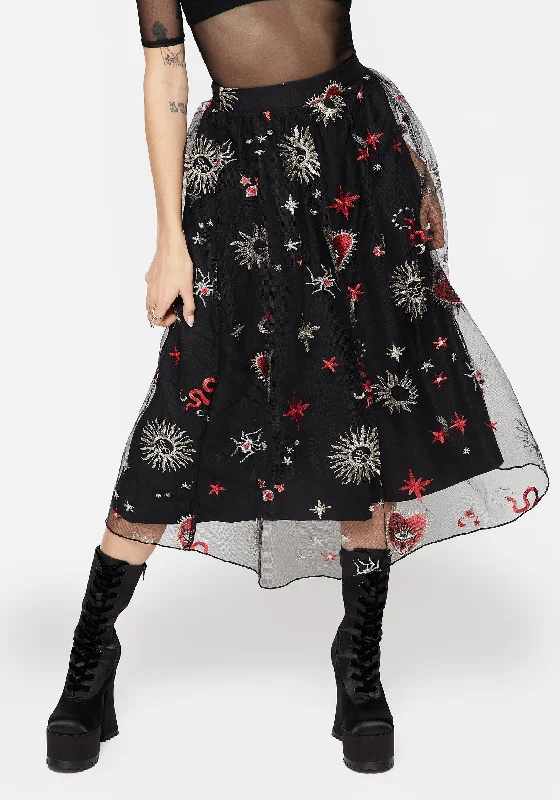 Bloodlust Embroidered Midi Skirt Great Prices On Feminine Styles