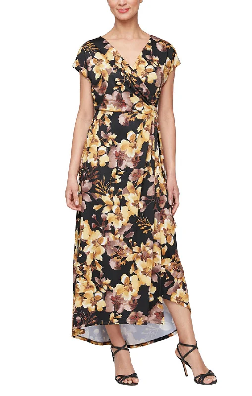 Printed Maxi with Surplice Neckline and Pull Through Embellishment Detail Mega Sale