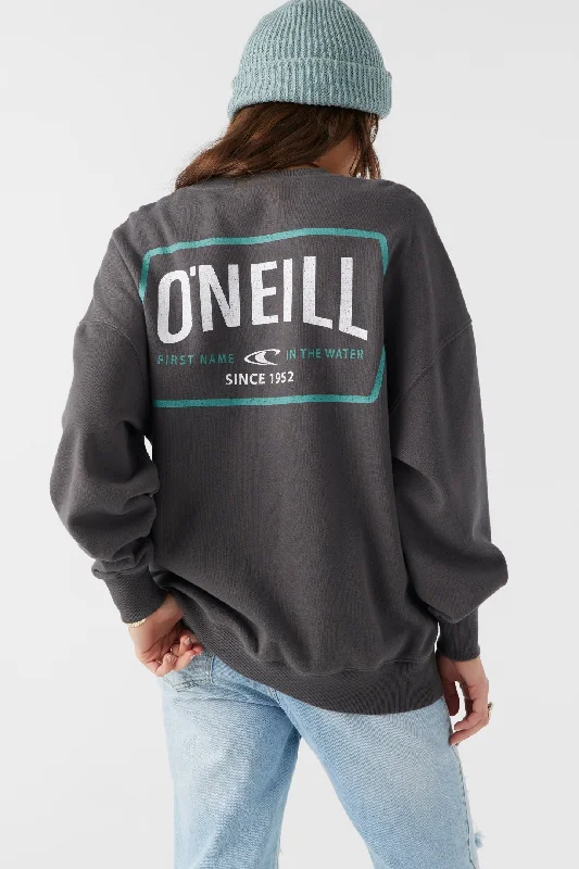 Oneill CHOICE CREWNECK OVERSIZED-FIT FLEECE PULLOVER - WASHED BLACK Clearance Event