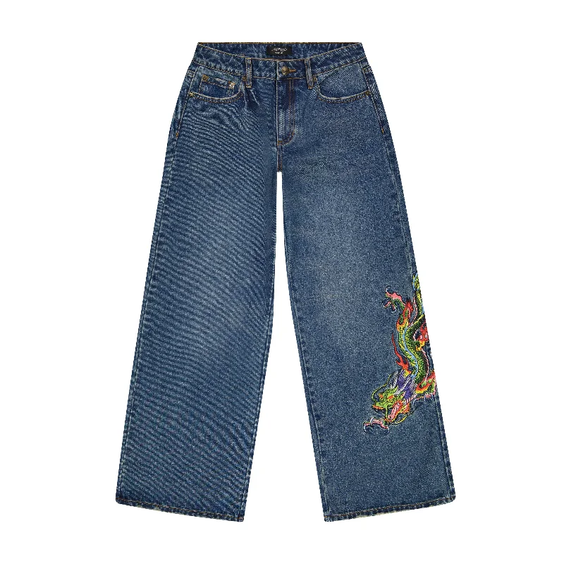 Dragon Baggy Jean Casual Chic Clothing