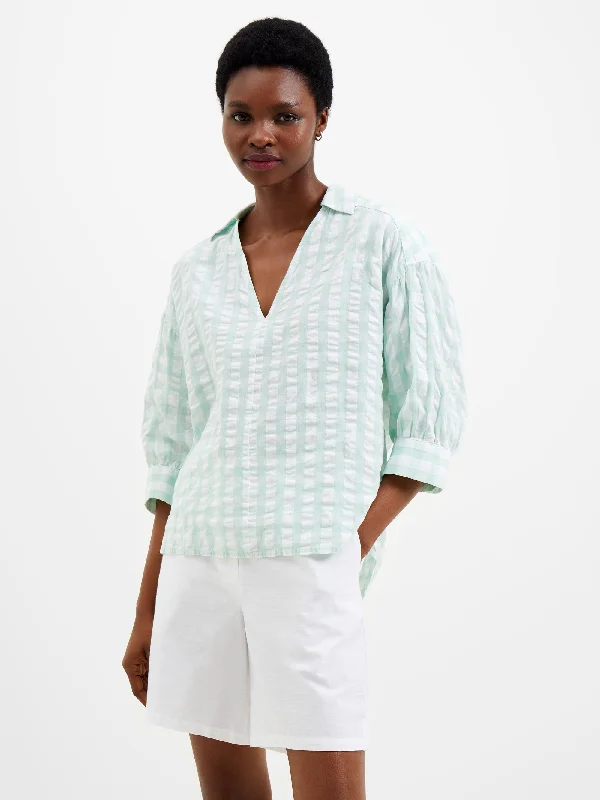 Birch Seersucker Gingham Puff Sleeve Top Effortless Style, Endless Impact