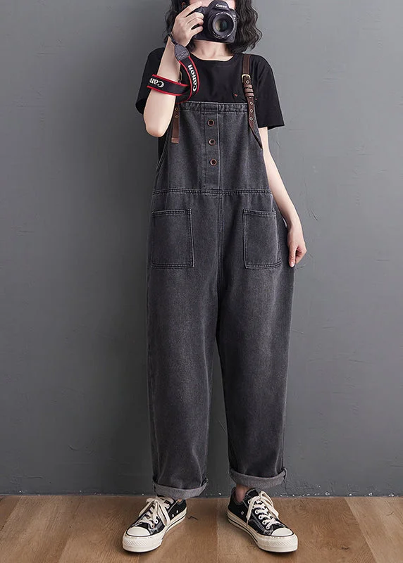 Original Design Black Oversized Denim Jumpsuit Summer Discover Promotions