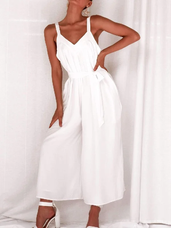 Casual Wide-Leg Halter Jumpsuit Discounts On Casual Weekend Styles