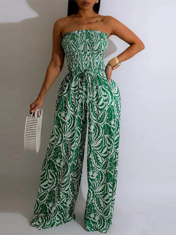 Printed Strapless Jumpsuit Budget Friendly Fashion