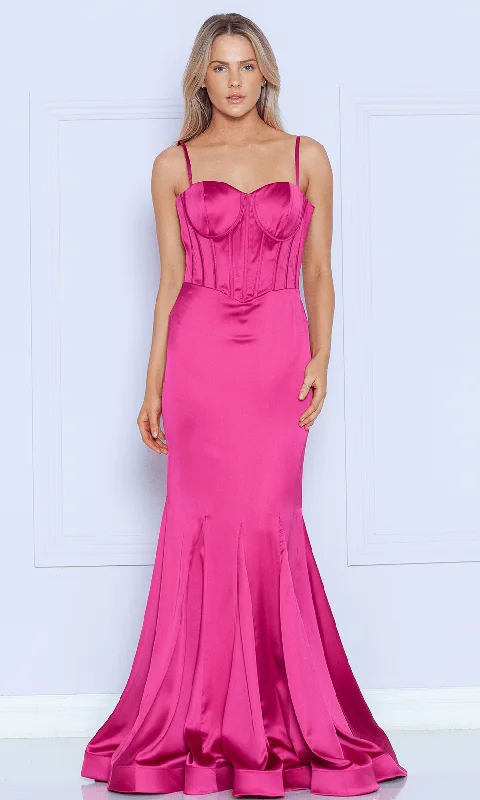 Poly USA 9008 - Sculpted Mermaid Satin Gown Innovate Your Wardrobe