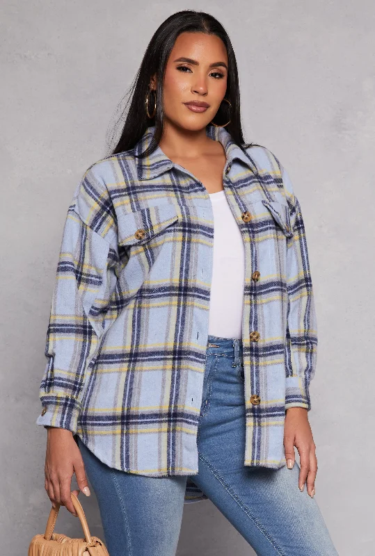 Spoon Jeans Plaid Tunic Shirt Exclusive Sale