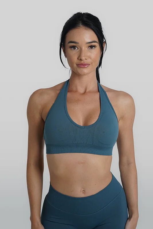 RECOIL HALTER CROP - BLUE TEAL Style Redefined