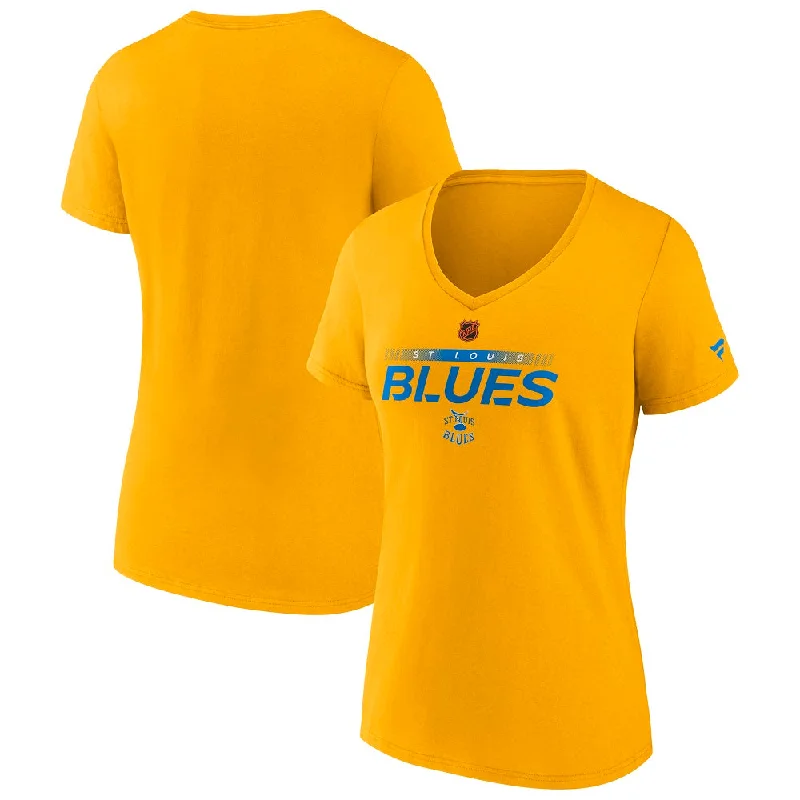 ST. LOUIS BLUES FANATICS REVERSE RETRO WOMENS LOGO VEE - YELLOW Fashion Forward Femininity