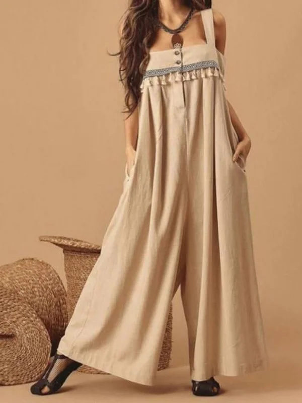 Fashion Solid Color Sleeveless Slip Jumpsuits Save Big