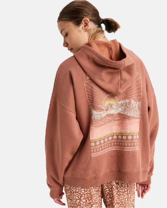 Roxy Lineup Oversized Zip Hoodie - RUSSET Playful Elegance