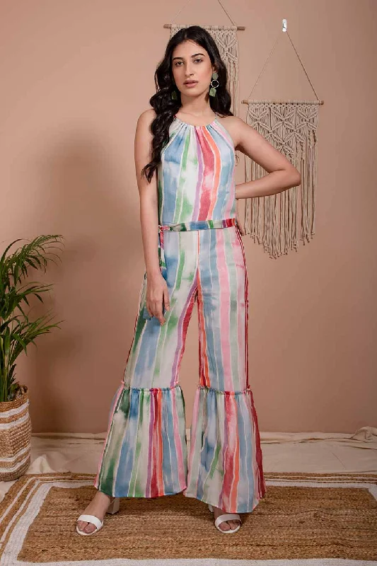 Mia Mulitcolour Chiffon Jumpsuit Limited Time Deal