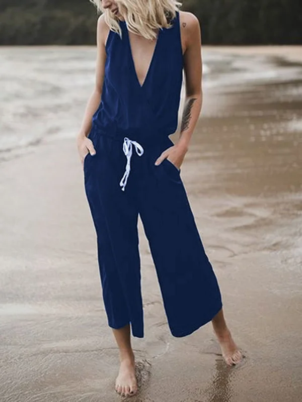 V-neck Loose Casual Jumpsuit Dive Into Trendy Styles