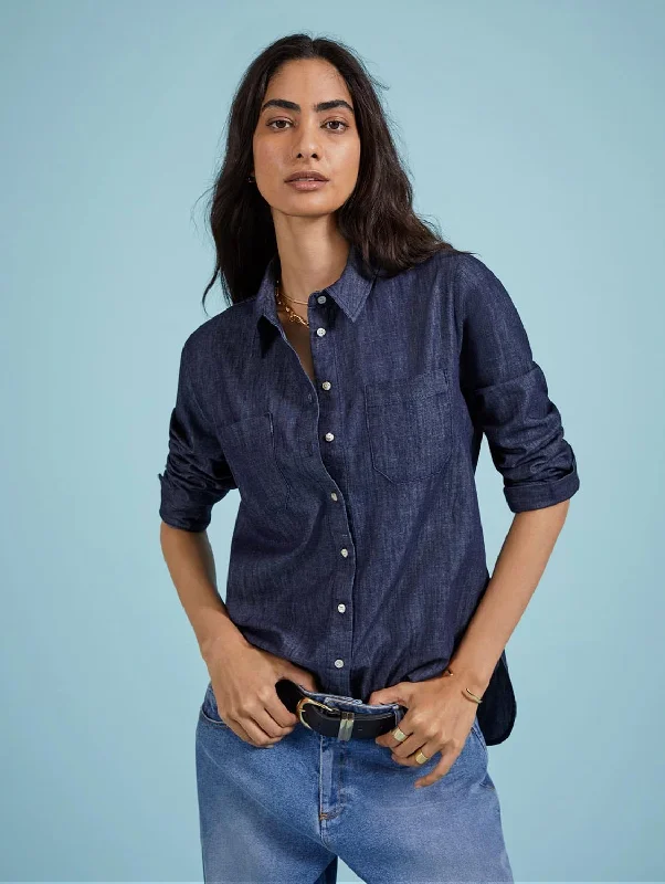 Hattie Organic Denim Shirt | Dark Indigo All Season Fashion Collection