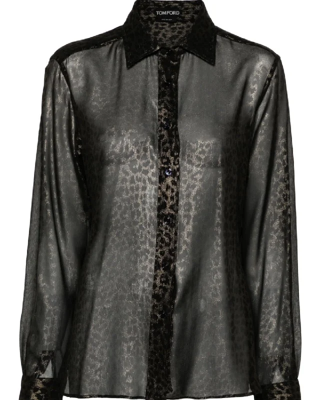 Tom Ford Womens Button Down Shirt In Cheetah Season Appropriate Women's Collection