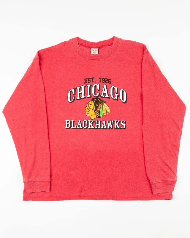 chicka-d Ladies Chicago Blackhawks Forever Long Sleeve Snag Fabulous Fashion Bargains