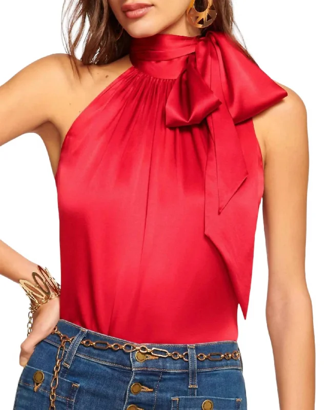 Lori Soiree Top In Red Elegant Ensemble