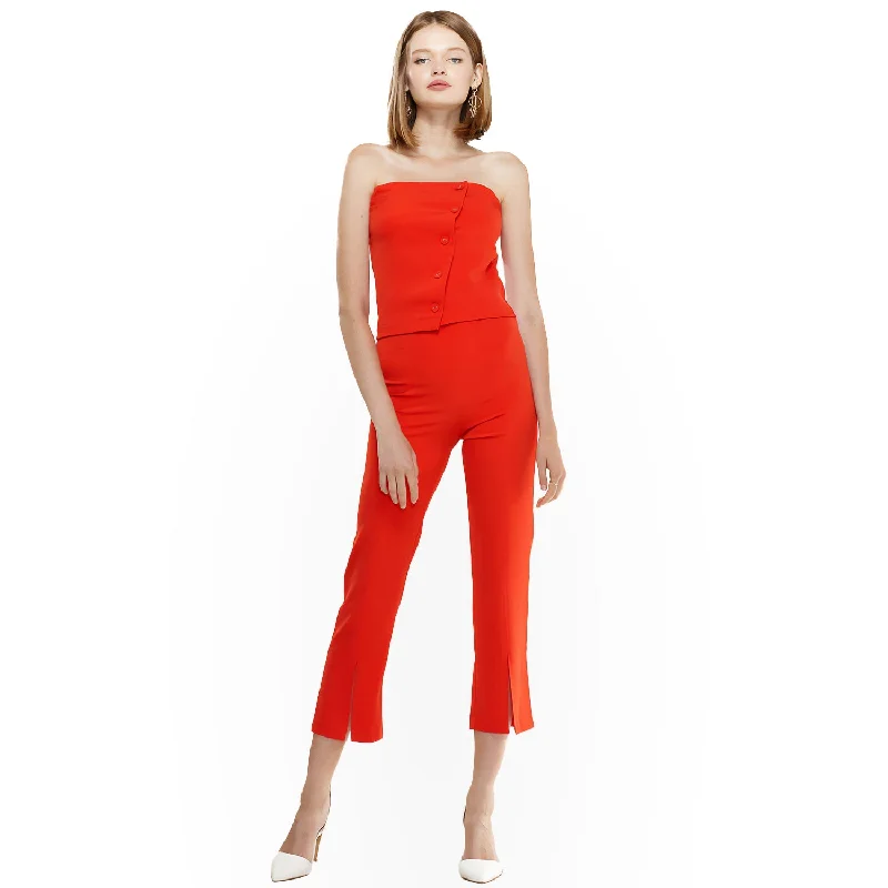 Women's High-Waisted Cropped Pants In Poppy Red Trend Setting Wardrobe