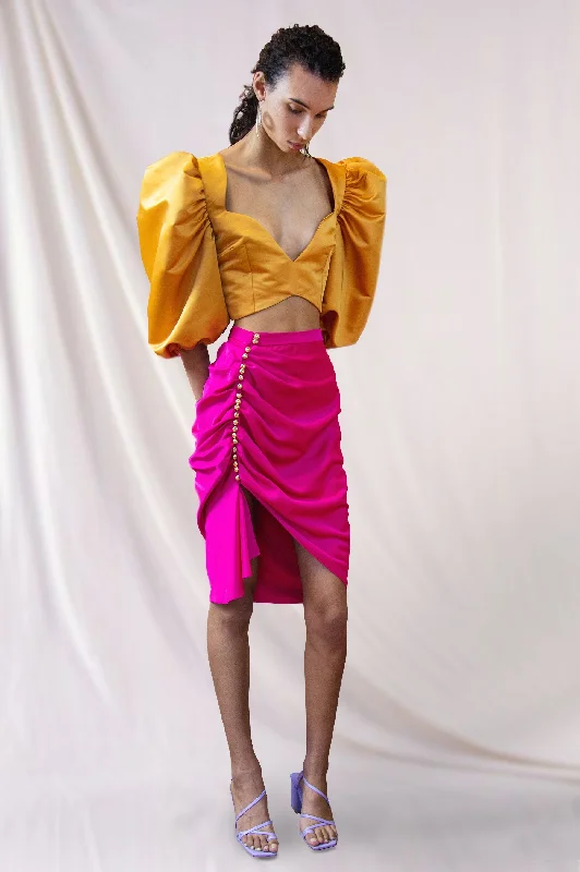 Venus Sati Fuchsia Midi Skirt Casual Weekend Relaxed Style