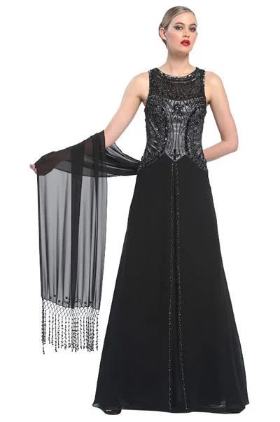 Sue Wong - Bejeweled Bateau Neck A-line Dress N5338 Signature Style Essentials