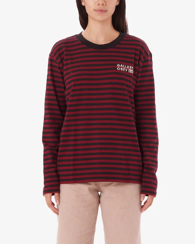 Obey GALLERY LS STRIPE - RED MULTI Season Sale